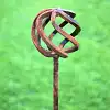 Tuteurs décoratifs boule spirale en fer brut H. 155cm - lot de 3