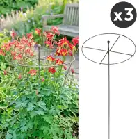 Tuteurs ronds pour plantes &agrave; massif en m&eacute;tal brut - lot de 3