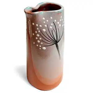 Vase en terre cuite décoré à la main - H. 18cm Bleu