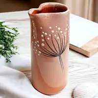 Vase en terre cuite fabriqué et décoré à la main - H. 18cm