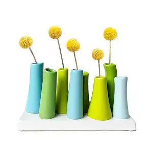Vase multi tubes en céramique - Scout Blue