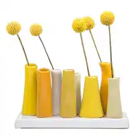 Vase multi tubes en céramique - Yellow  Vase multi tubes en céramique - Yellow