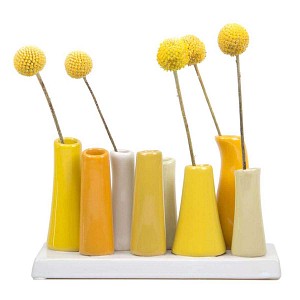 Vase multi tubes en céramique - Nuances de jaune