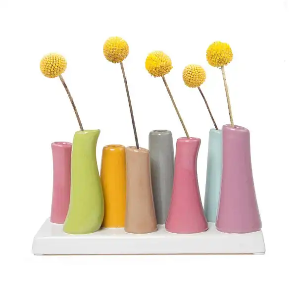 vase tubes ceramique magenta