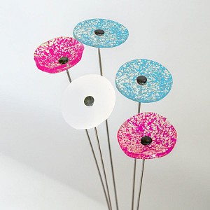 Bouquet 5 fleurs en verre artisanales Adèle - Douces pensées - intérieur