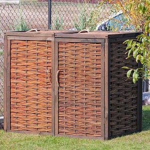 Cache poubelle tressage osier et Pin FSC