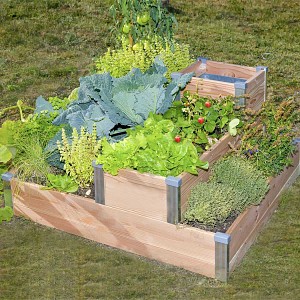 Carré potager 3 étages avec composteur