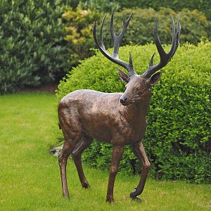 Cerf, statue en bronze - Sculpture animaux de jardin - L. 123 x l. 58 x H. 157cm