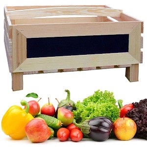 Clayette - Cagette empilable en bois pour fruits et légumes avec ardoise L. 40 x l. 30 x H. 41cm
