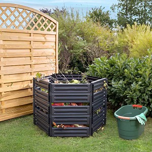 Composteur 1100L hexagonal en plastique recyclé Noir