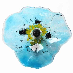 Fleur Coquelicot BLEU transparent en verre