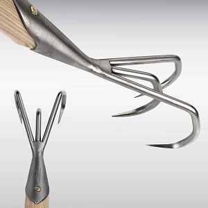 Griffe de jardin 3 dents acier et long manche en frêne Sneeboer
