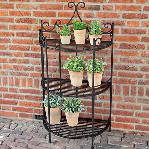 Étagère demi-ronde pliante en fer 3 niveaux 114cm