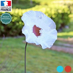 Fleur en grès émaillé sur tige