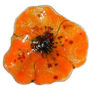 Fleur Coquelicot ORANGE en verre