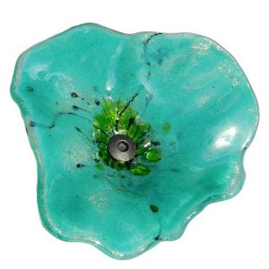 Fleur Coquelicot TURQUOISE en verre