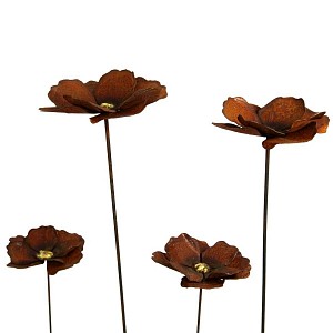 Fleur de coquelicot à planter en métal rouillé
