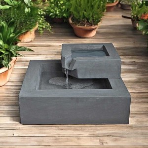 Fontaine de jardin carrée avec cascade anthracite L.50 x l.50 x H.30 cm