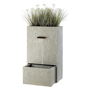 Fontaine cascade rectangulaire avec jardinière