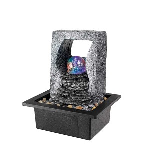 Fontaine à Led multicolore avec boule en verre et cascade