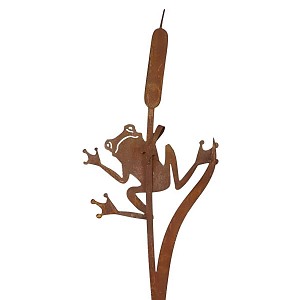 Silhouette grenouille sur tige en métal rouillé