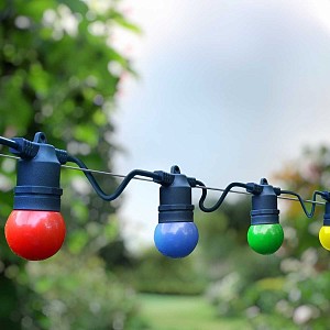 Guirlande multicolore - 10 ampoules - recharge solaire et USB - L. 4.5 m