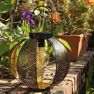 Lanterne extérieure solaire bicolore en métal ajouré