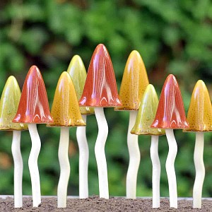 Champignons décoratifs en céramique - lot de 9