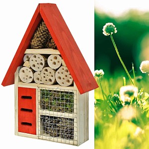 Maison pour insectes, toit rouge