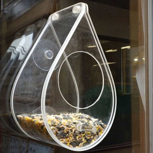 Mangeoire oiseaux transparente pour fenêtre avec ventouses