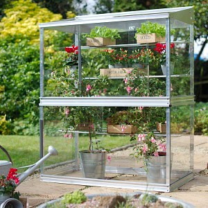 Mini serre de jardin en verre et aluminium H. 150cm