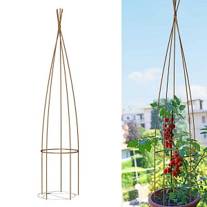 Obélisque plante grimpante en métal rouillé - 150cm