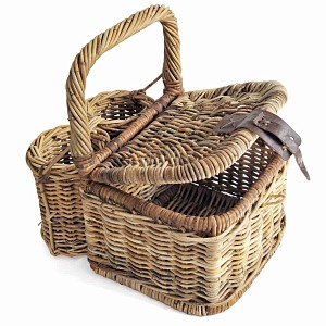 Panier pique nique deux bouteilles en rotin