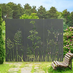 Panneau décoratif extérieur en métal L.80 x H.180cm - Motif fleurs