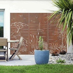 Panneaux décoratifs en acier corten L.240 x H.180cm - Bord de mer