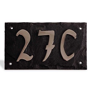 Plaque de maison ardoise et numéro inox