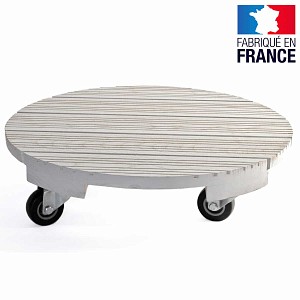 Plateau porte plantes en bois à roulettes BLANC - Rond 40cm