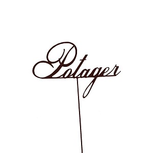 Inscription Potager sur tige en métal rouillé
