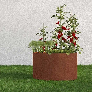 Potager rond en acier corten