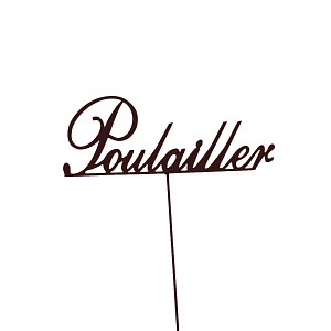 Inscription Poulailler sur tige en métal rouillé