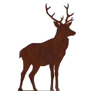 Silhouette Cerf fier en métal rouillé - H. 88cm