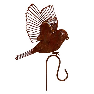 Oiseau décoratif sur tige en métal rouillé - 165 cm