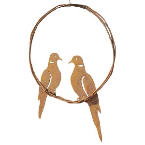 Silhouette tourterelles - déco de jardin en métal diam. 25cm