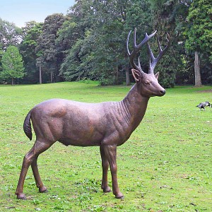 Cerf, statue en bronze - Sculpture animaux de jardin - L. 118 x l. 38 x H. 135 cm