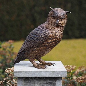 Statue hibou animal en bronze H. 30cm