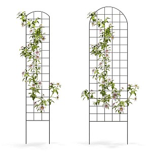 Treillage décoratif - grille arrondie à planter en acier brun