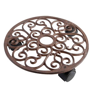 Porte plante à roulettes en fonte