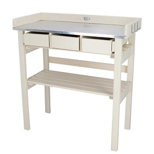 Table de jardinage en bois FSC et zinc - Blanc - L.76 x l.38 x H.80 cm