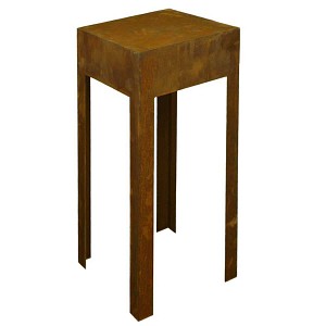Table haute de jardin en métal rouillé