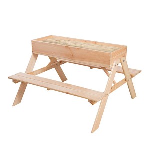 Table de pique-nique en bois avec bac à sable